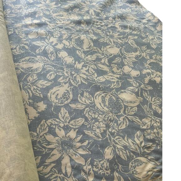 2 yds St. Leger & Viney *Flowering Pomagranite* Linen Upholstery Fabric | Blue - Picture 13 of 16